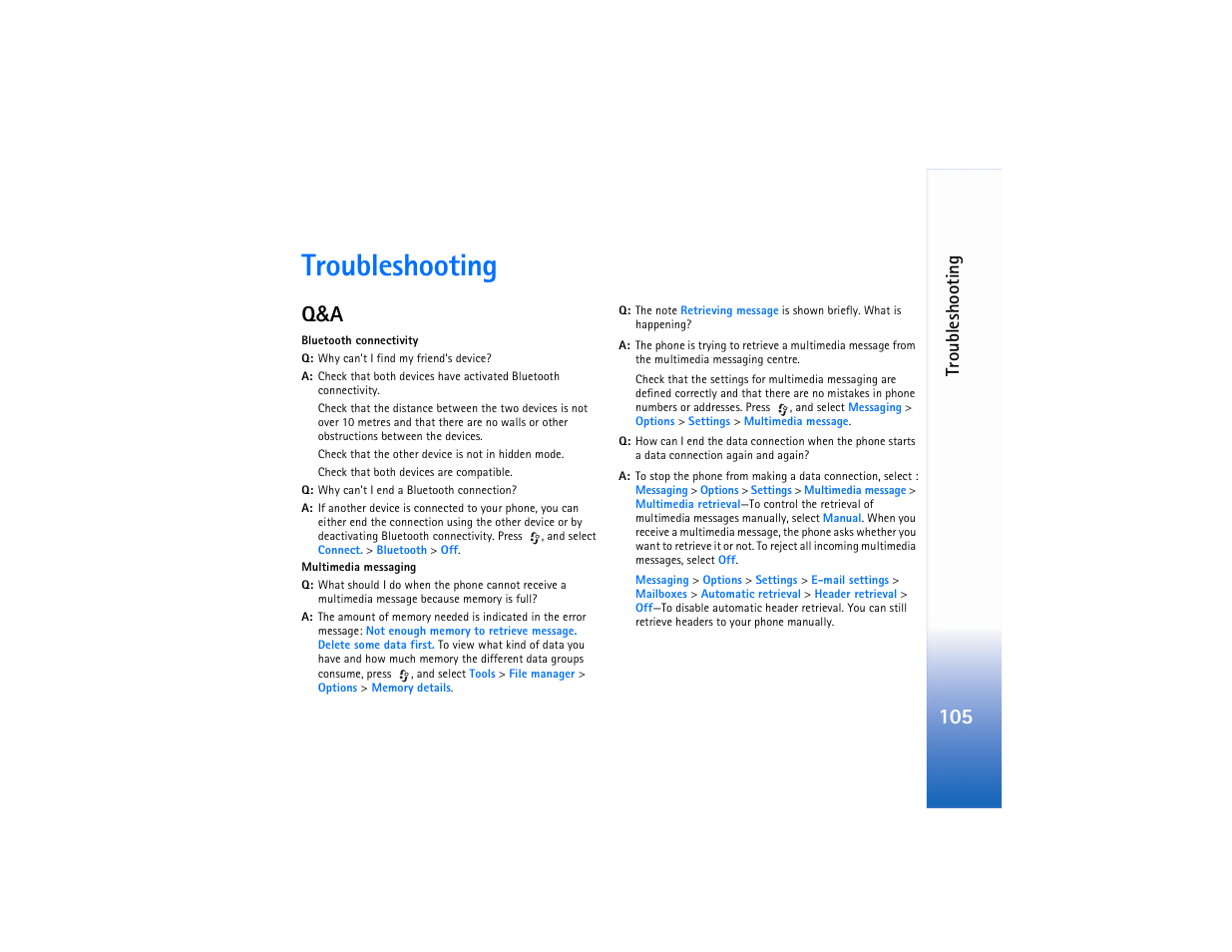 Troubleshooting | Nokia N90 User Manual | Page 114 / 129