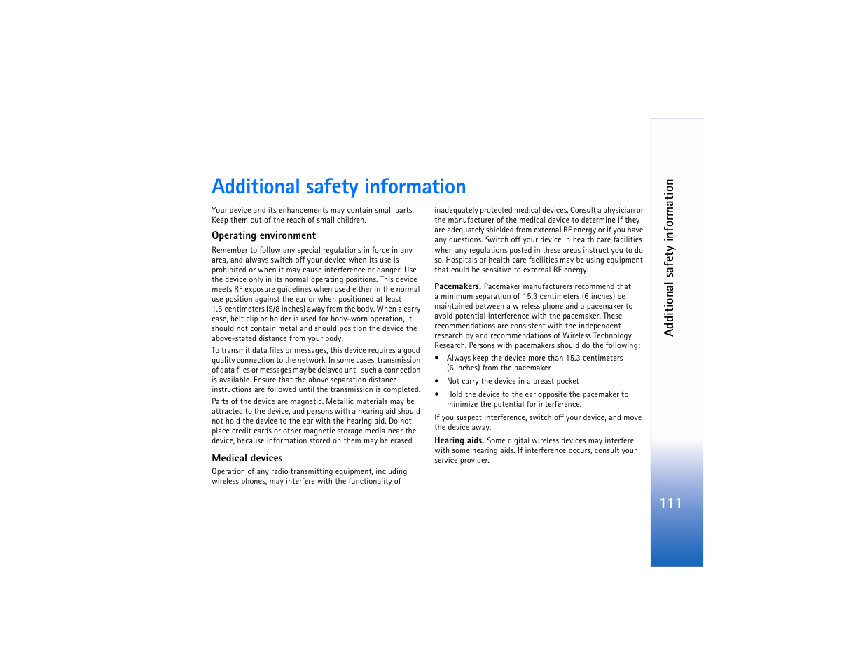 Additional safety information, Additional safe ty information | Nokia N90 User Manual | Page 120 / 129