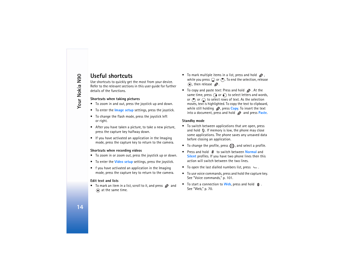 Useful shortcuts, 14 useful shortcuts, You r nokia n90 | Nokia N90 User Manual | Page 23 / 129