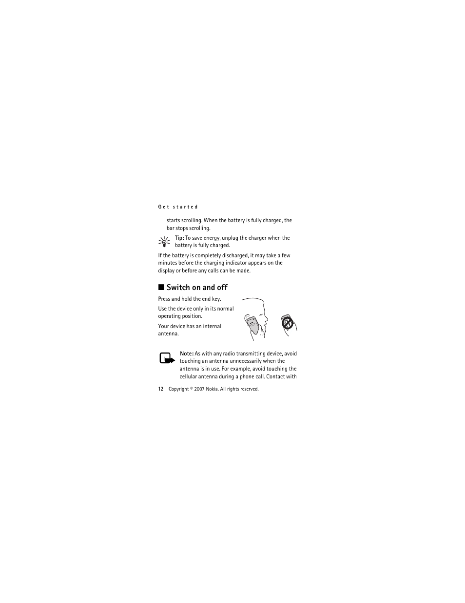 Switch on and off | Nokia 1650 User Manual | Page 13 / 41
