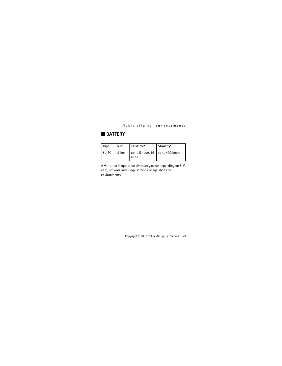 Battery | Nokia 1650 User Manual | Page 30 / 41
