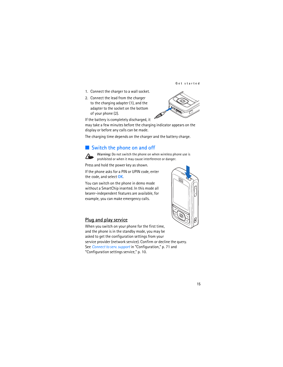 Switch the phone on and off | Nokia 6282 User Manual | Page 16 / 201