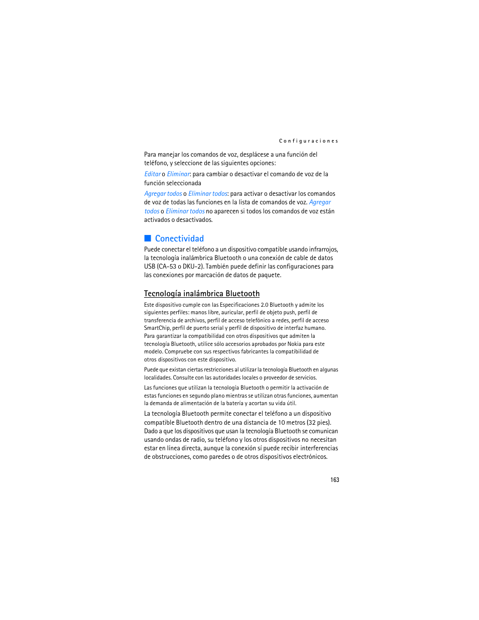 Conectividad | Nokia 6282 User Manual | Page 164 / 201