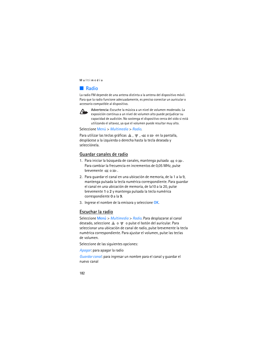 Radio | Nokia 6282 User Manual | Page 183 / 201