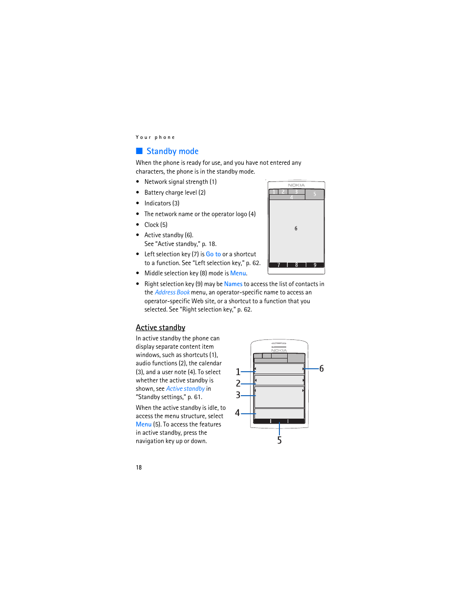 Standby mode | Nokia 6282 User Manual | Page 19 / 201