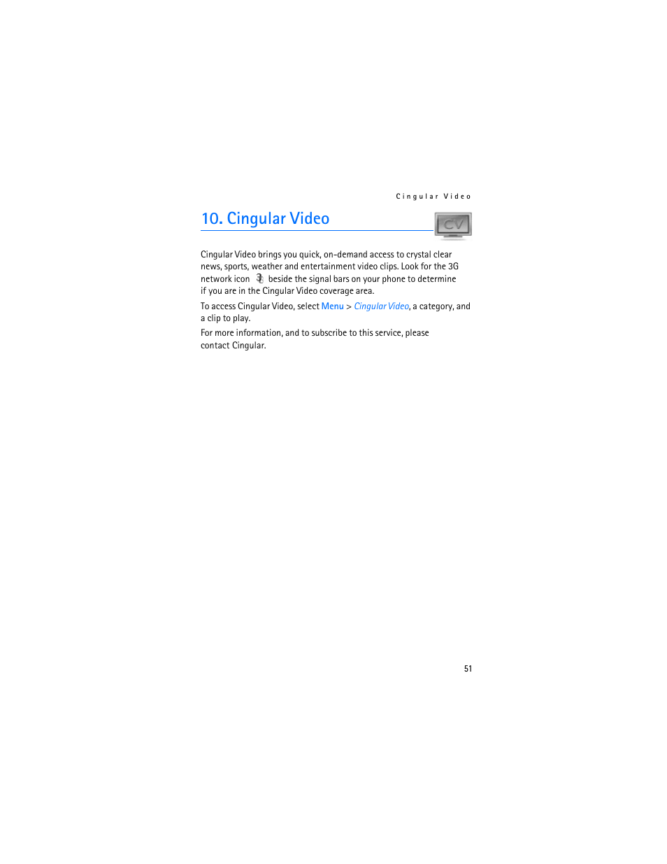 Cingular video | Nokia 6282 User Manual | Page 52 / 201