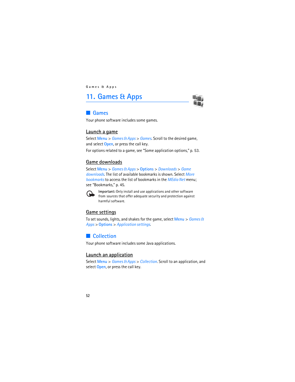 Games & apps, Games, Collection | Games collection | Nokia 6282 User Manual | Page 53 / 201