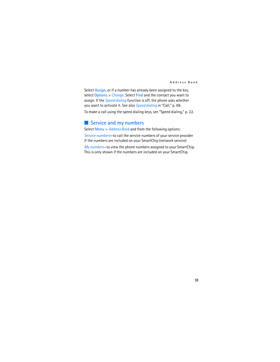 Service and my numbers | Nokia 6282 User Manual | Page 60 / 201