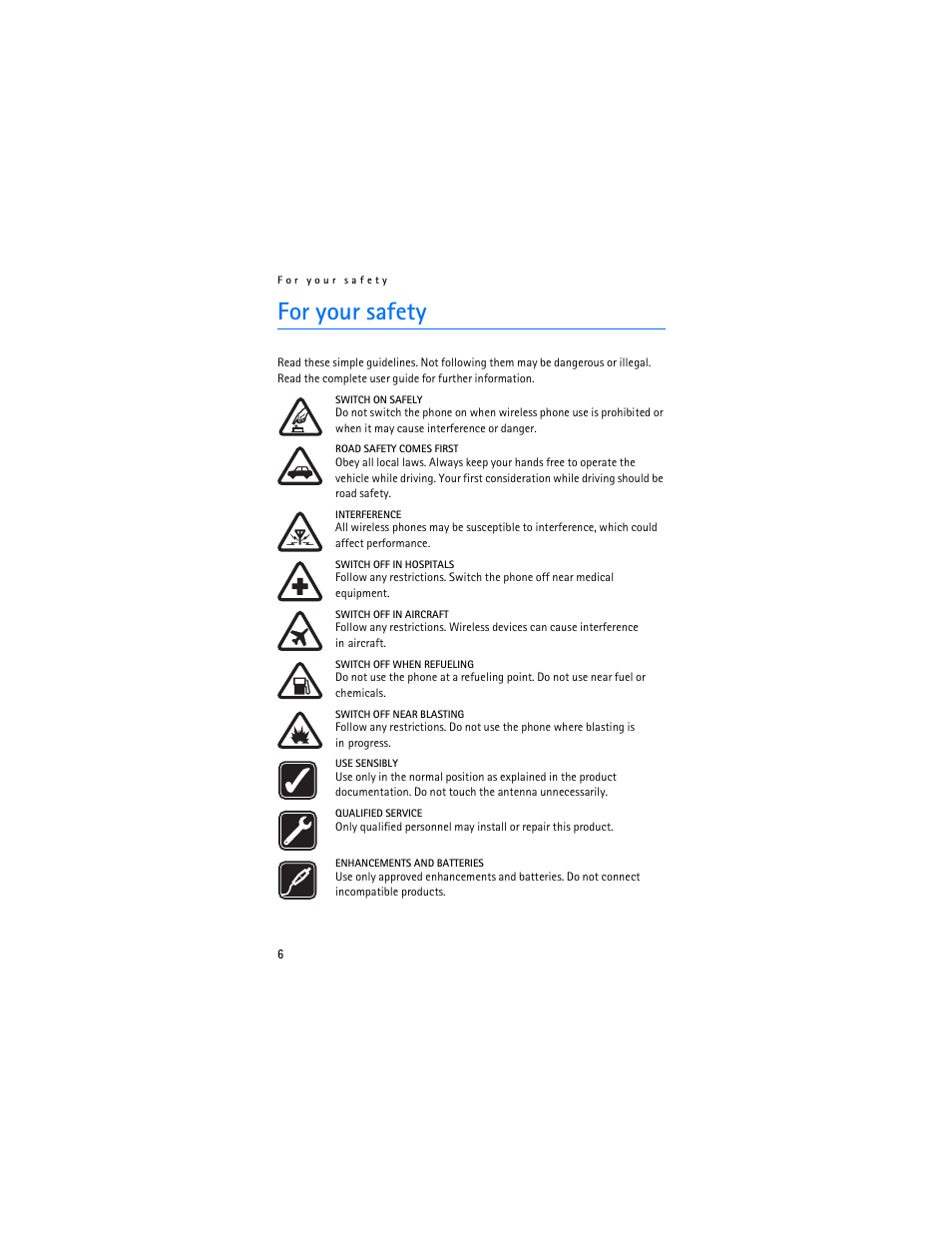 For your safety | Nokia 6282 User Manual | Page 7 / 201