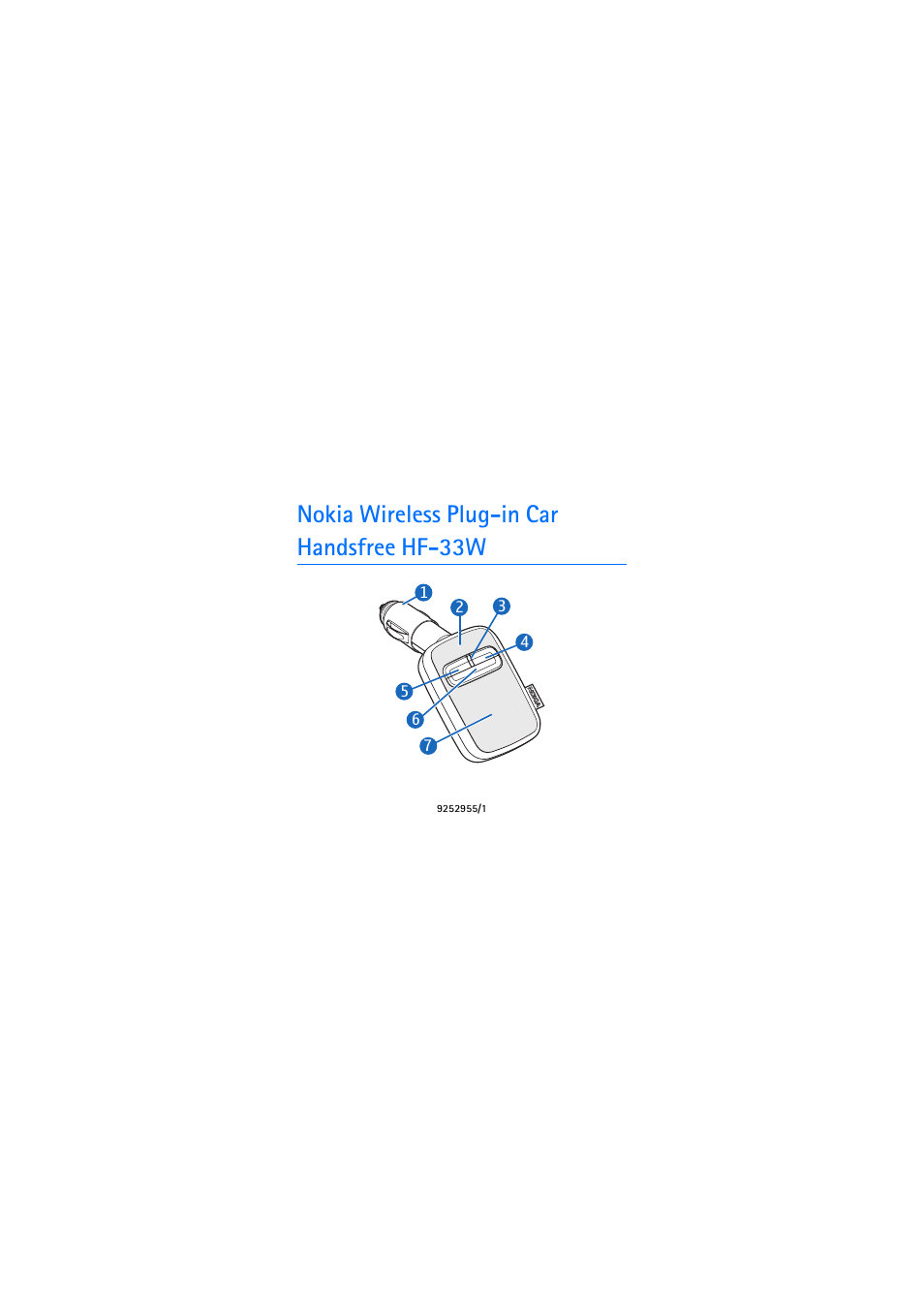 Nokia Wireless Plug-in Car Handsfree HF-33W User Manual | 9 pages