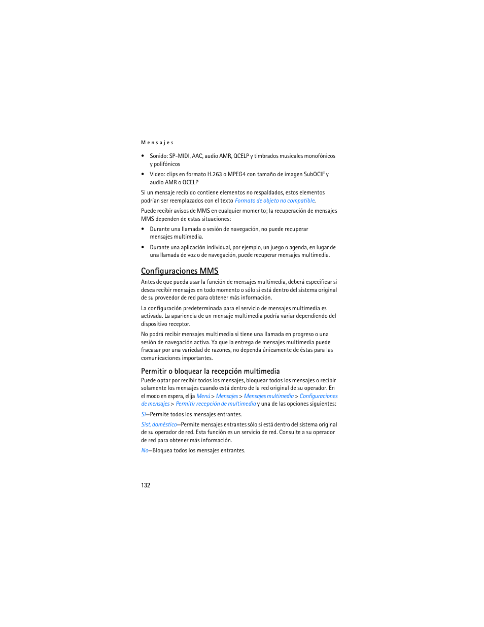 Configuraciones mms | Nokia 6155i User Manual | Page 133 / 209