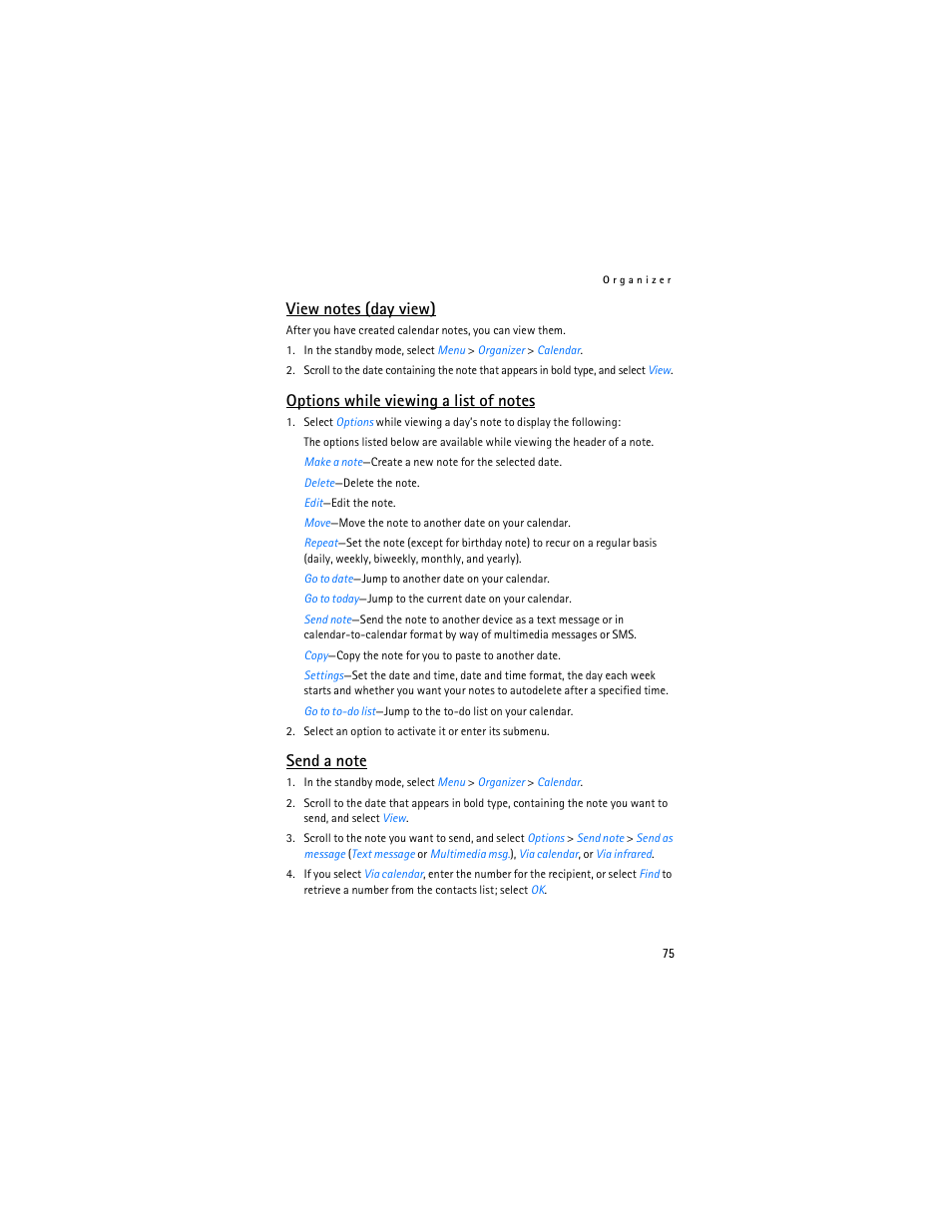 Nokia 6155i User Manual | Page 76 / 209