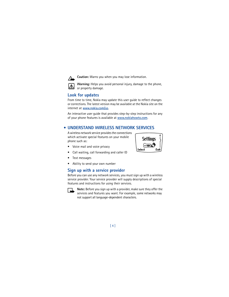 Understand wireless network services | Nokia 8265i User Manual | Page 11 / 145