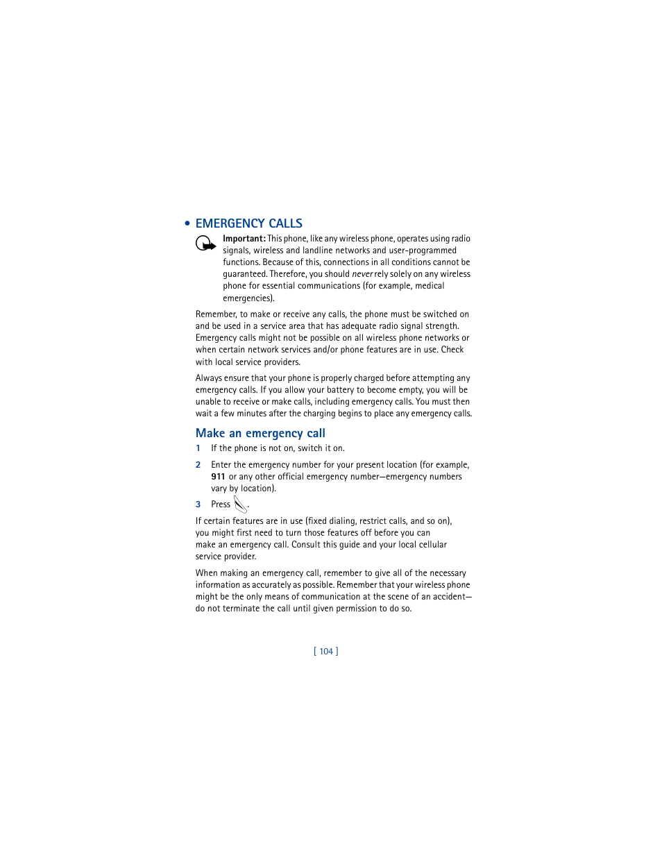 Emergency calls | Nokia 8265i User Manual | Page 111 / 145