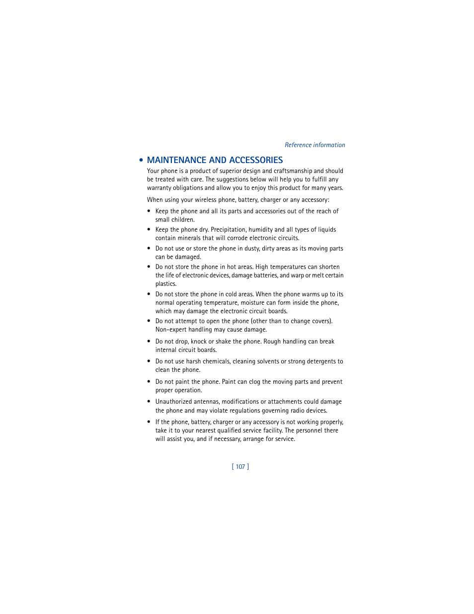 Maintenance and accessories | Nokia 8265i User Manual | Page 114 / 145