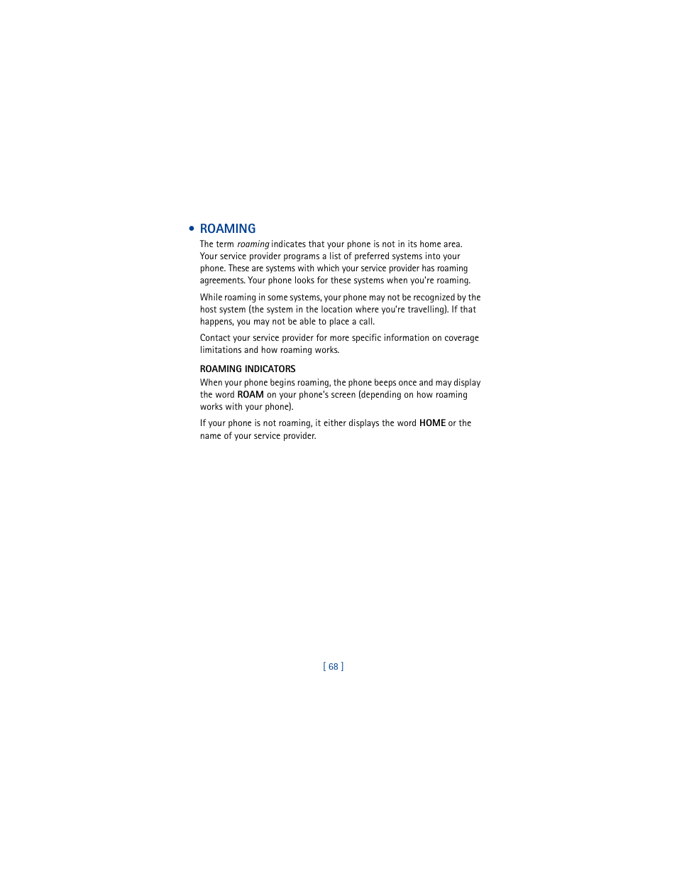 Roaming | Nokia 8265i User Manual | Page 75 / 145