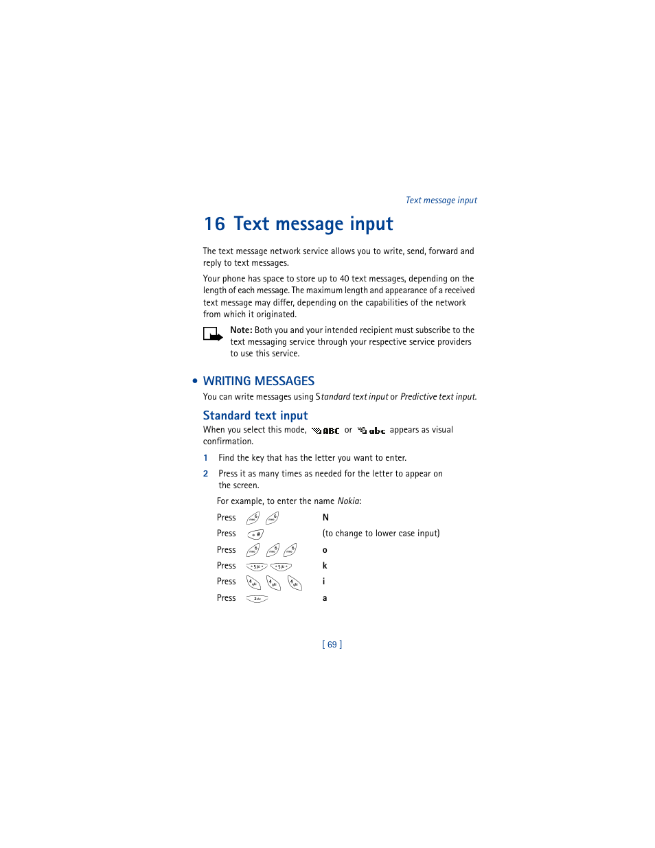 16 text message input, Writing messages | Nokia 8265i User Manual | Page 76 / 145