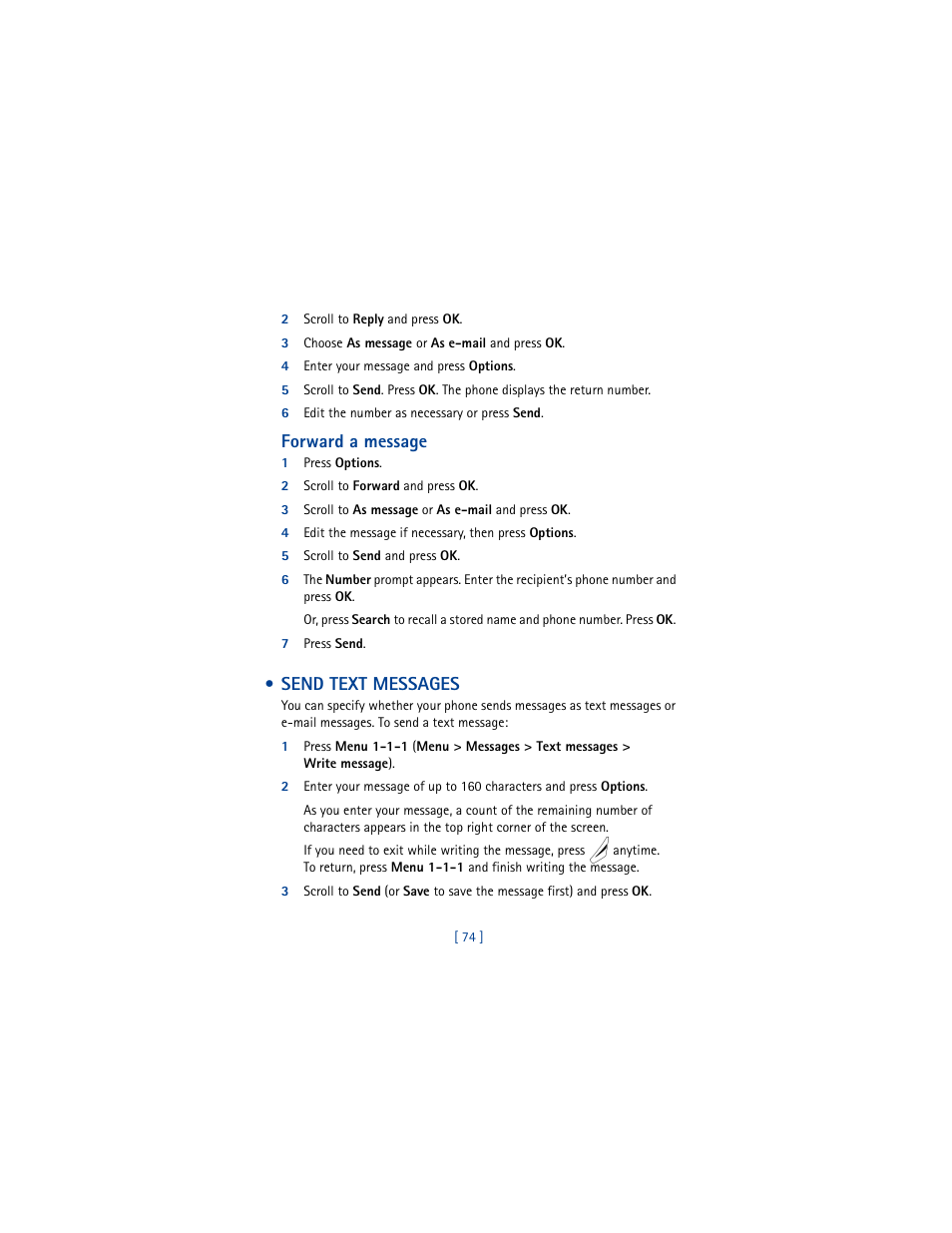 Send text messages, Forward a message | Nokia 8265i User Manual | Page 81 / 145