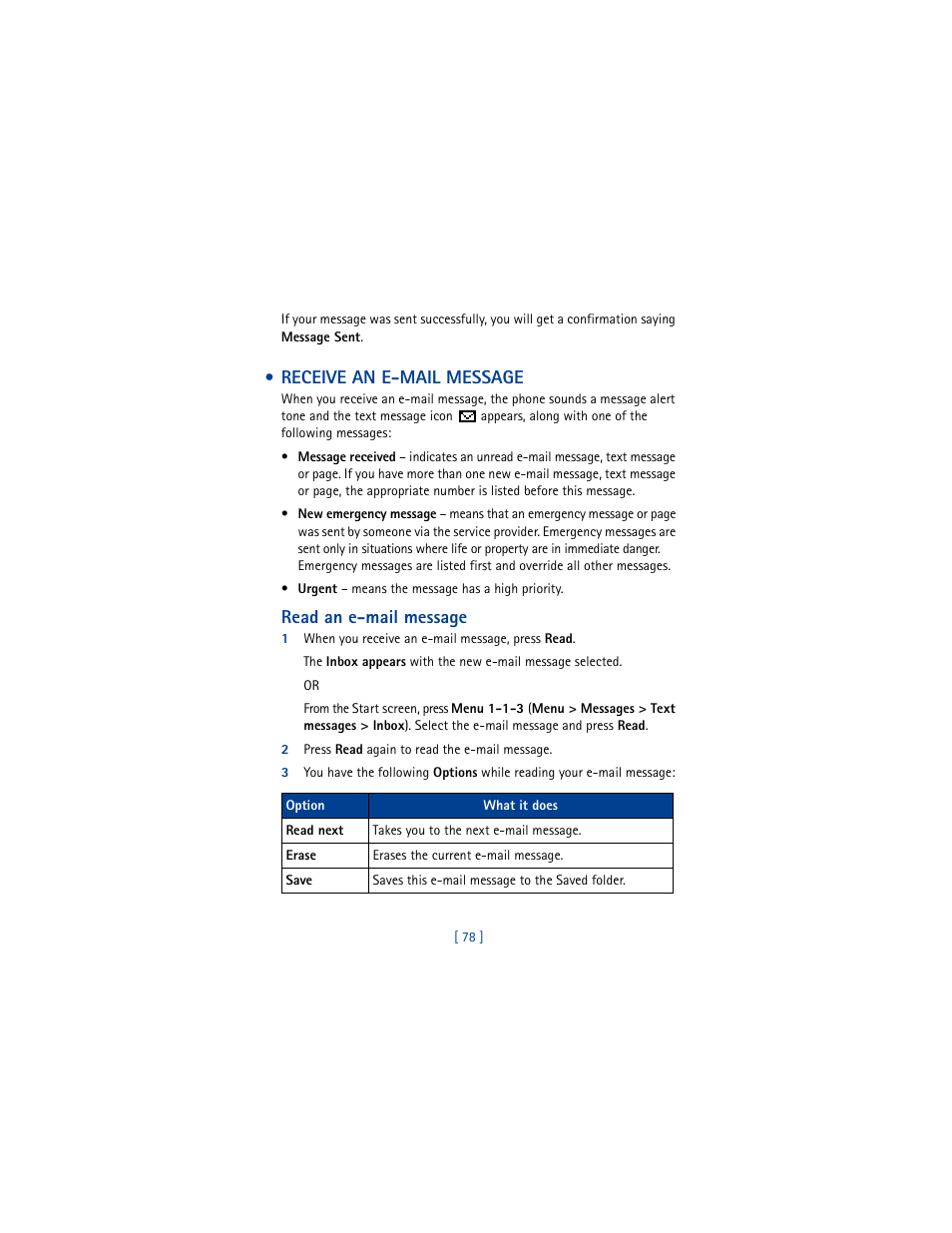 Receive an e-mail message | Nokia 8265i User Manual | Page 85 / 145