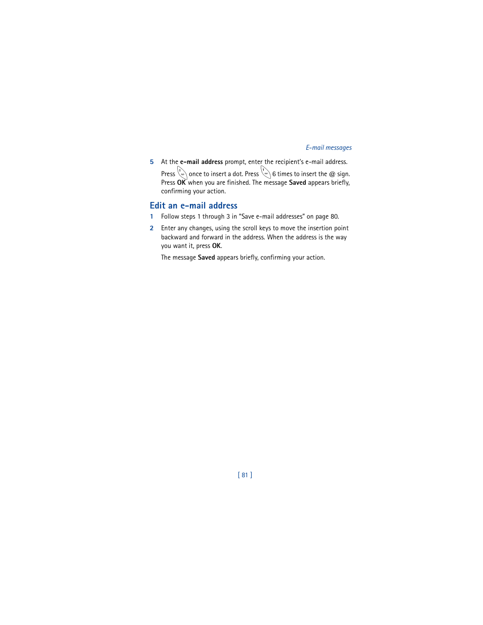Edit an e-mail address | Nokia 8265i User Manual | Page 88 / 145