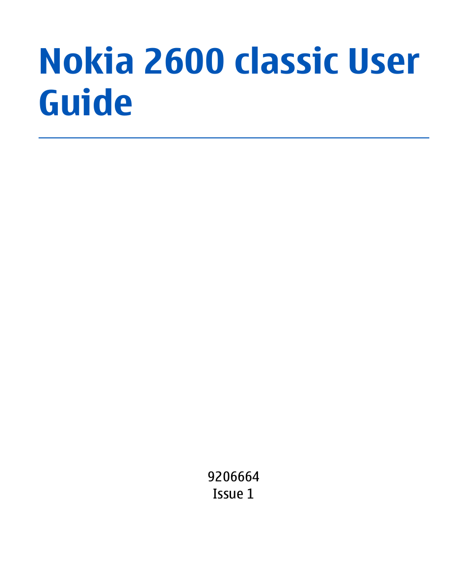 Nokia 2600 Classic User Manual | 65 pages