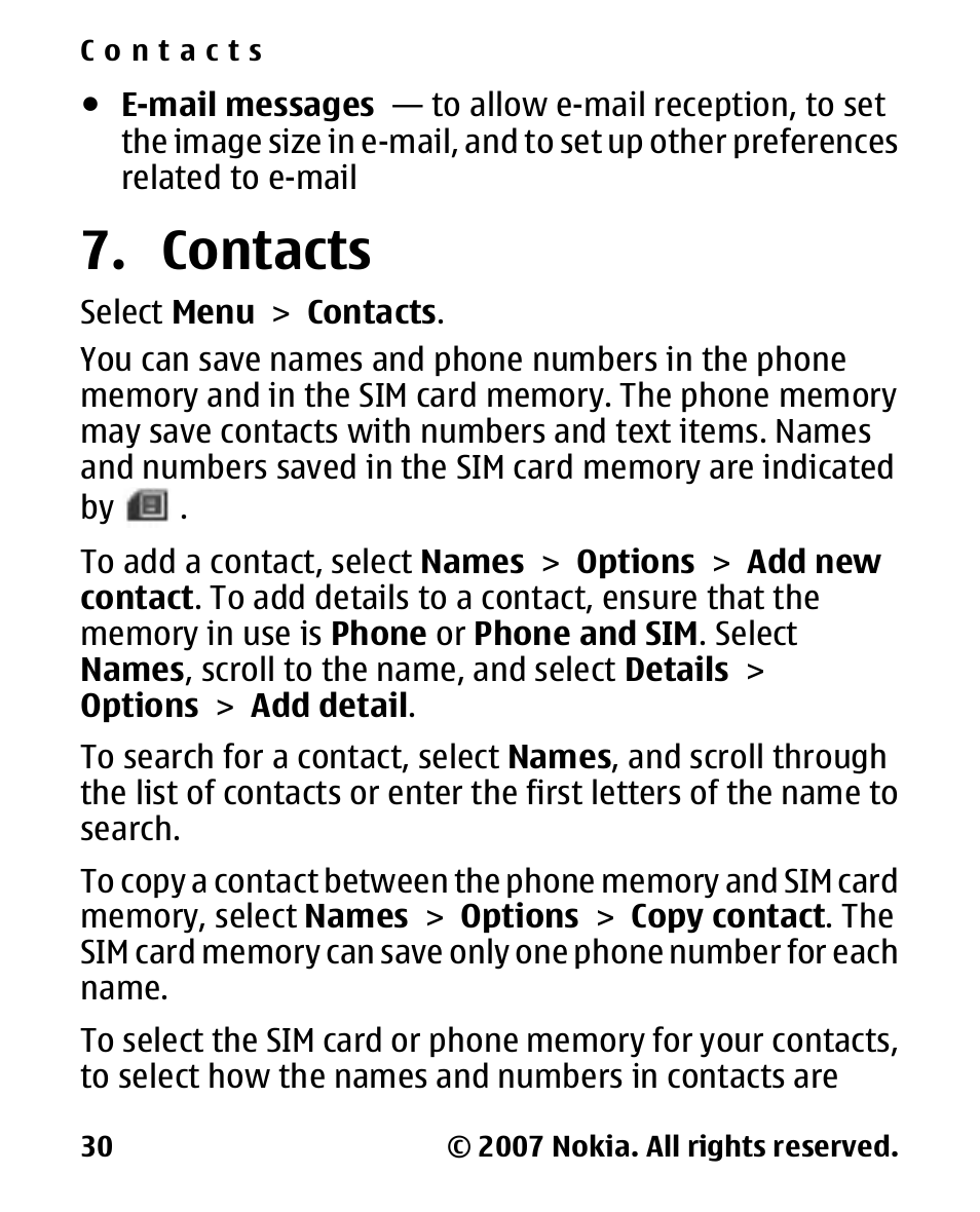 Contacts | Nokia 2600 Classic User Manual | Page 30 / 65
