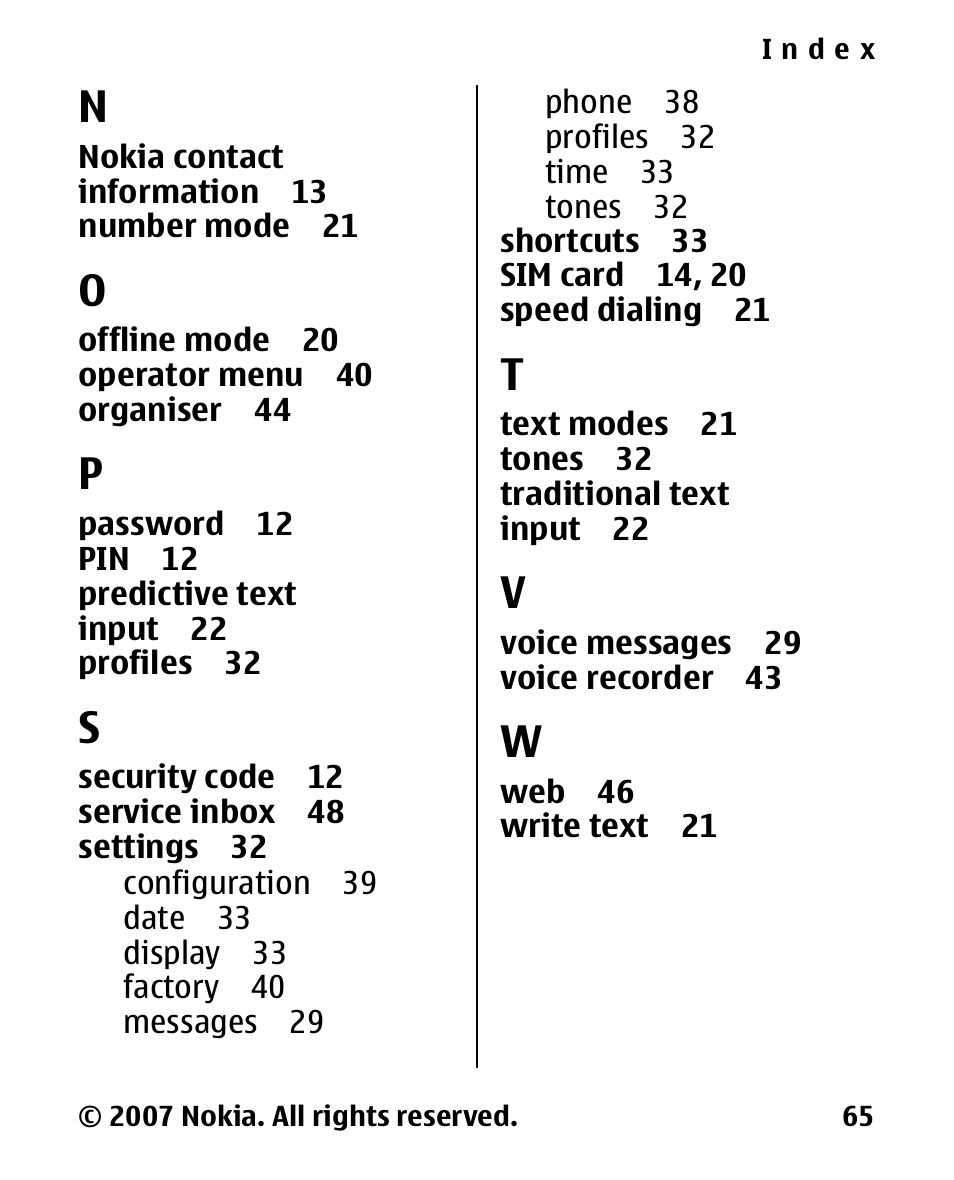 Nokia 2600 Classic User Manual | Page 65 / 65