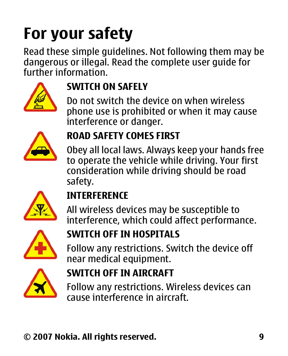 For your safety, For your, Safety | Nokia 2600 Classic User Manual | Page 9 / 65