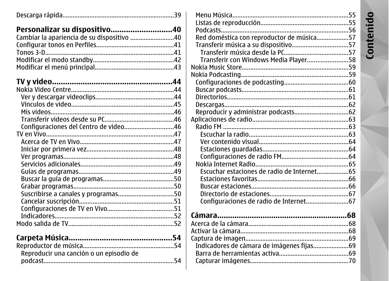 Co nte nido | Nokia N96 User Manual | Page 192 / 396