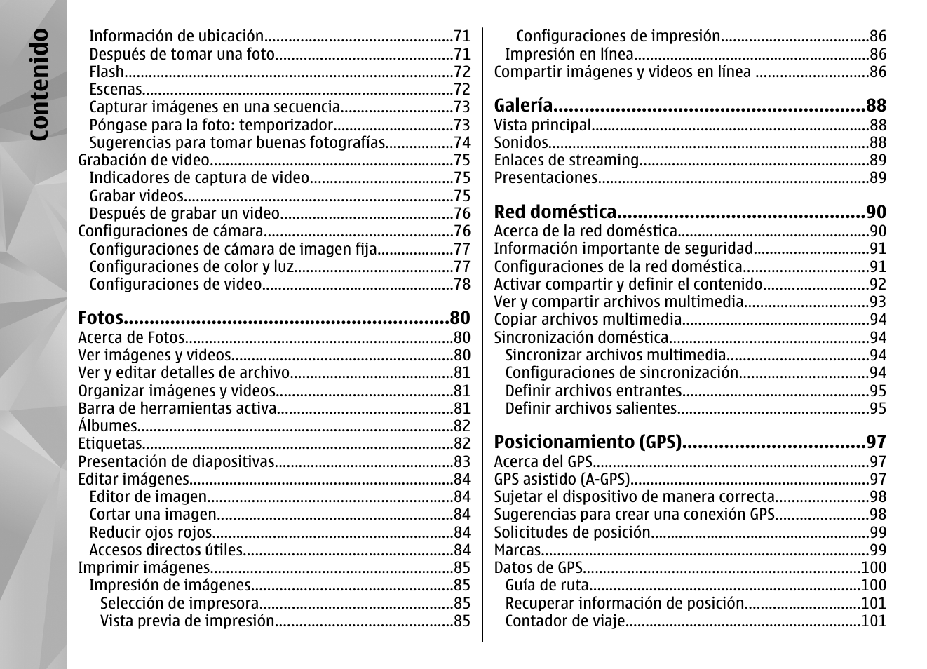 Co nte nido | Nokia N96 User Manual | Page 193 / 396