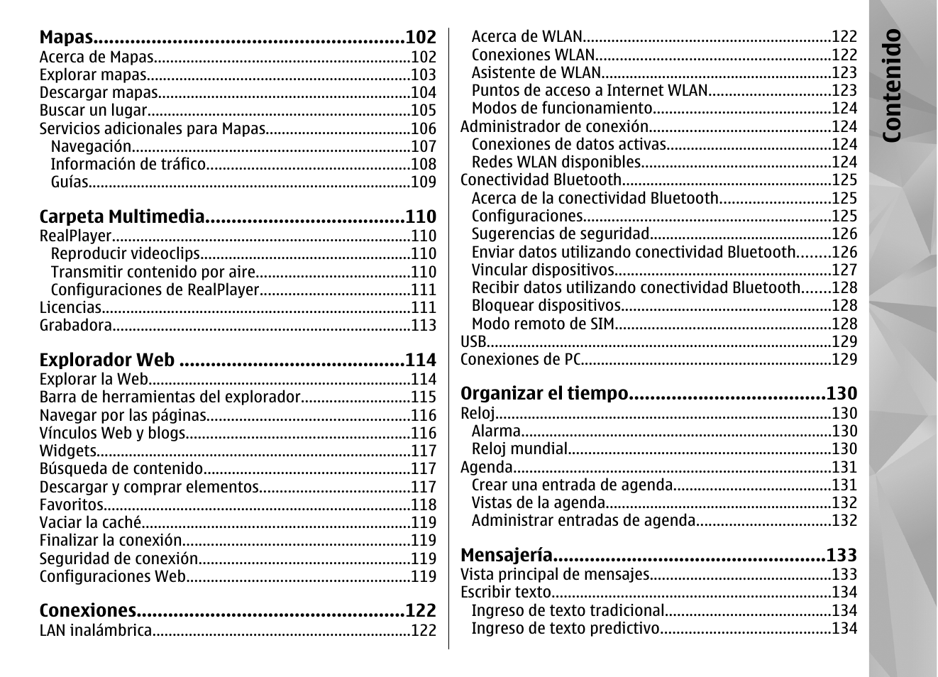 Co nte nido | Nokia N96 User Manual | Page 194 / 396