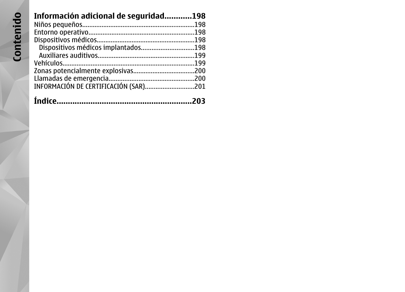 Co nte nido | Nokia N96 User Manual | Page 197 / 396