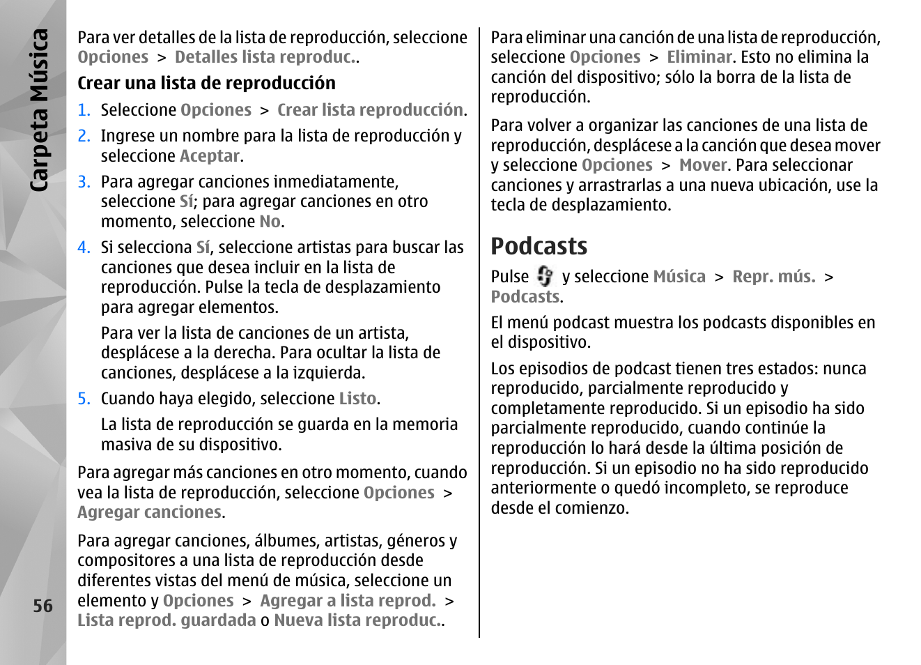 Podcasts, Carp eta música | Nokia N96 User Manual | Page 243 / 396