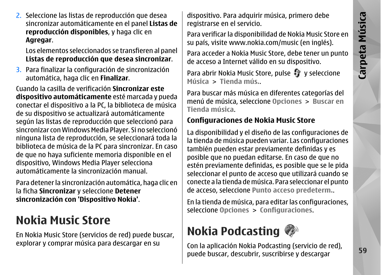 Nokia music store, Nokia podcasting, Carp eta música | Nokia N96 User Manual | Page 246 / 396