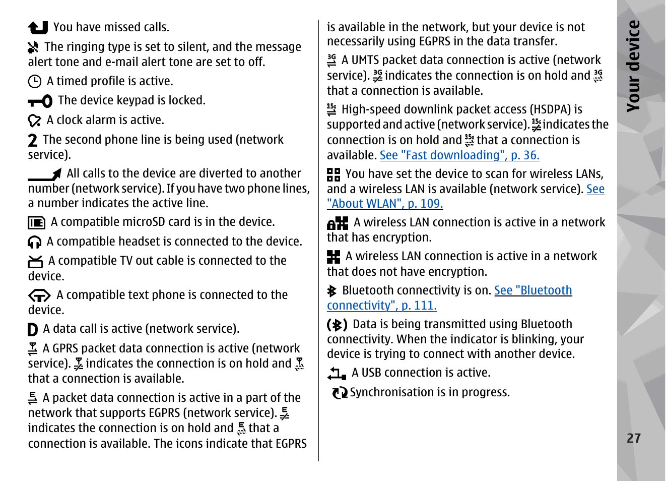 Your device | Nokia N96 User Manual | Page 27 / 396