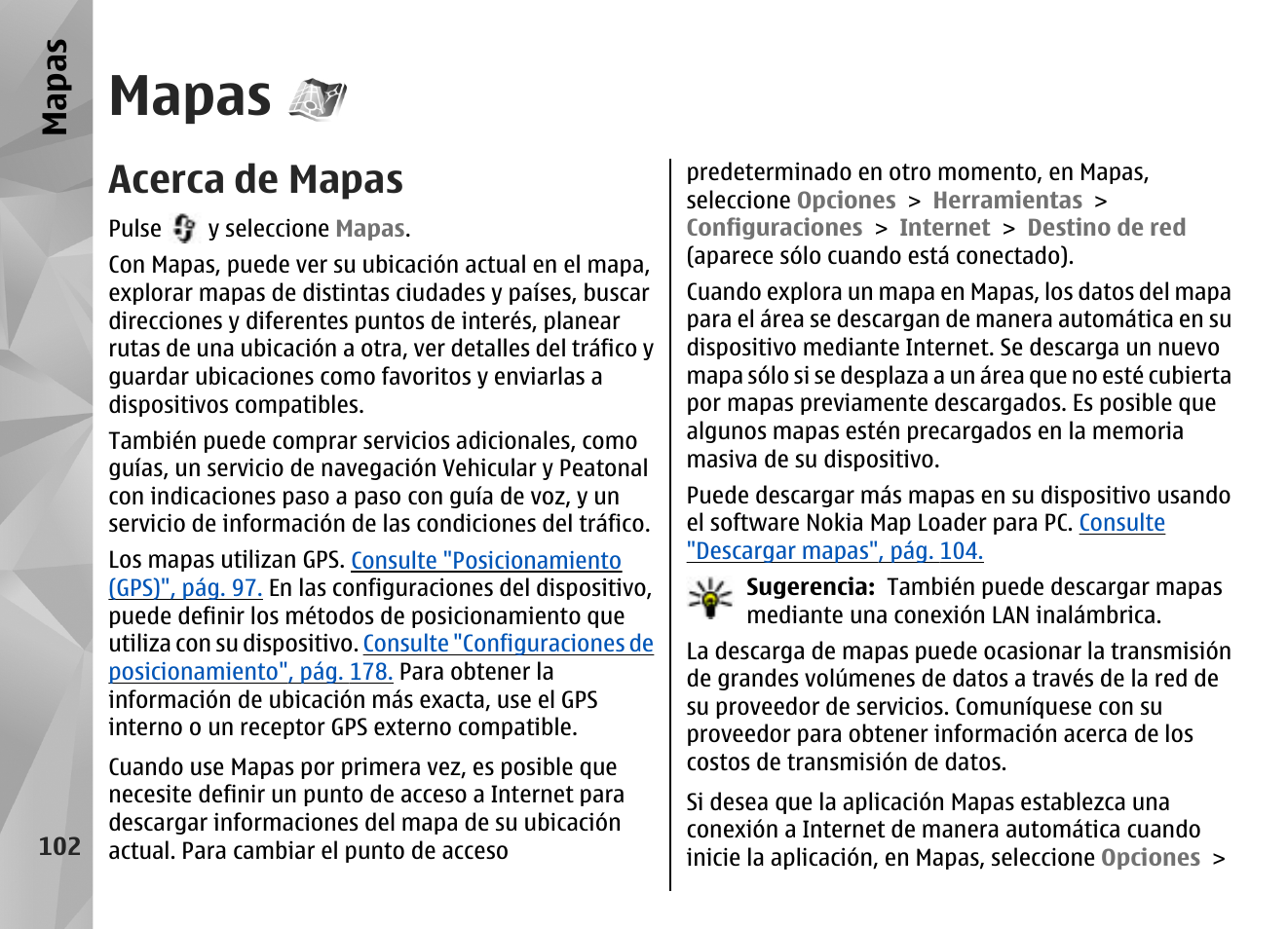 Mapas, Acerca de mapas | Nokia N96 User Manual | Page 289 / 396