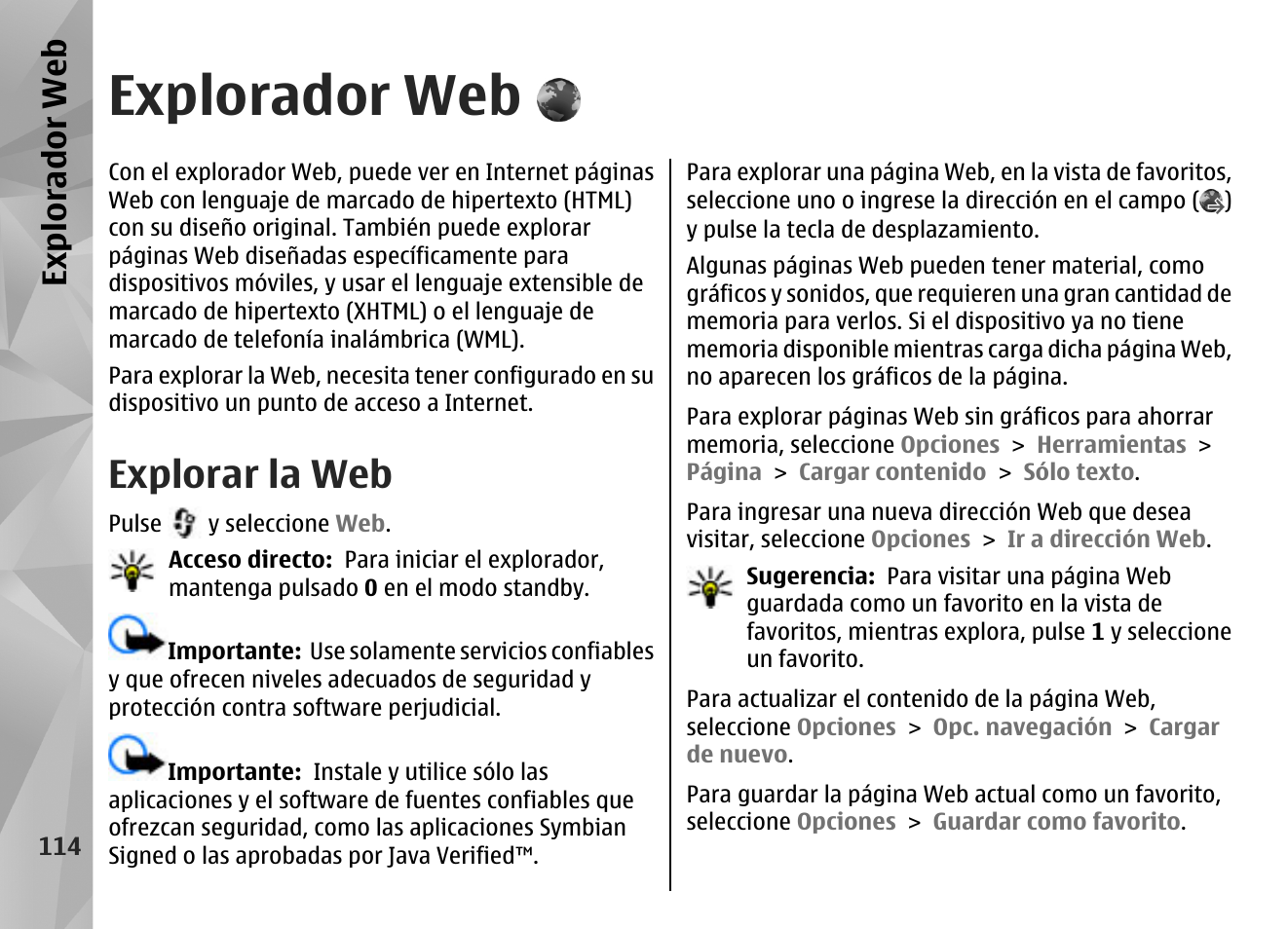 Explorador web, Explorar la web, Expl orad or we b | Nokia N96 User Manual | Page 301 / 396