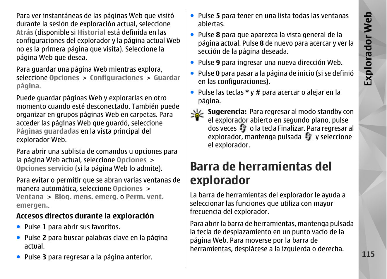 Barra de herramientas del explorador, Expl orad or we b | Nokia N96 User Manual | Page 302 / 396