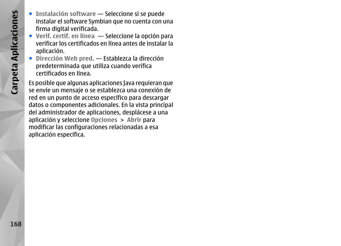 Ca rp eta aplica cion es | Nokia N96 User Manual | Page 355 / 396