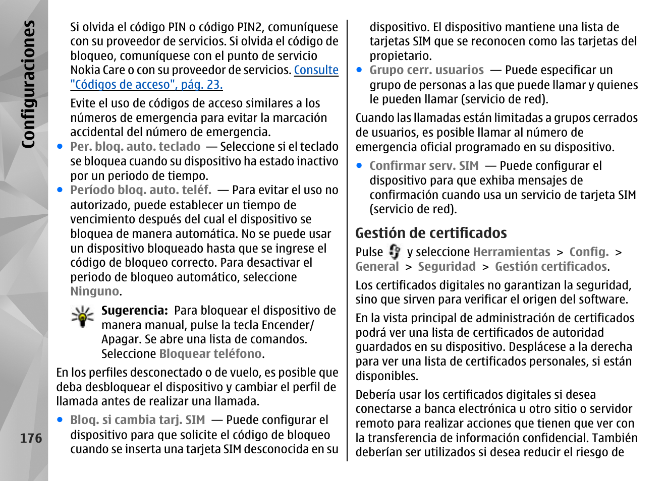 Gestión de certificados, Configuraciones | Nokia N96 User Manual | Page 363 / 396