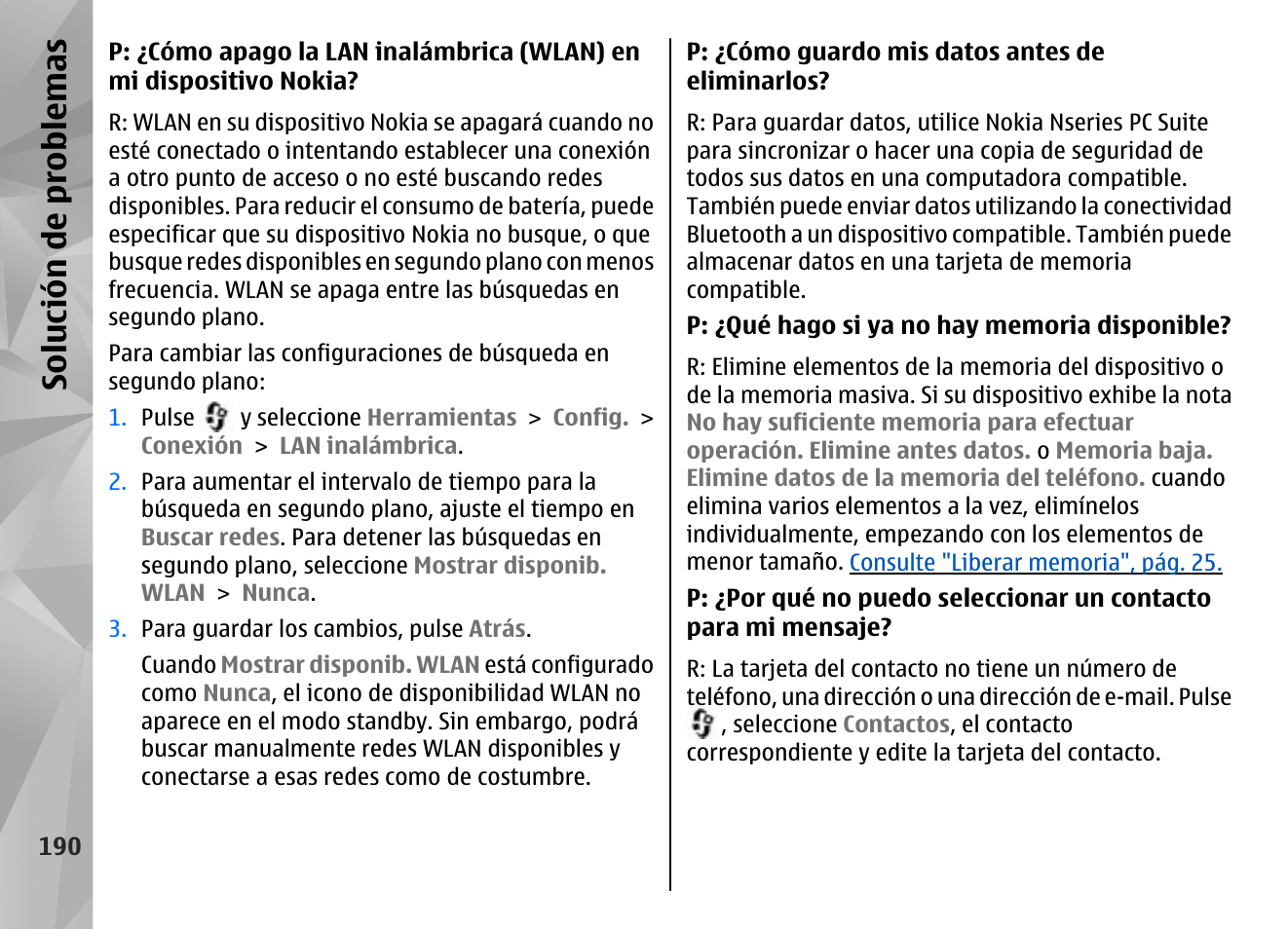 Solución de problemas | Nokia N96 User Manual | Page 377 / 396