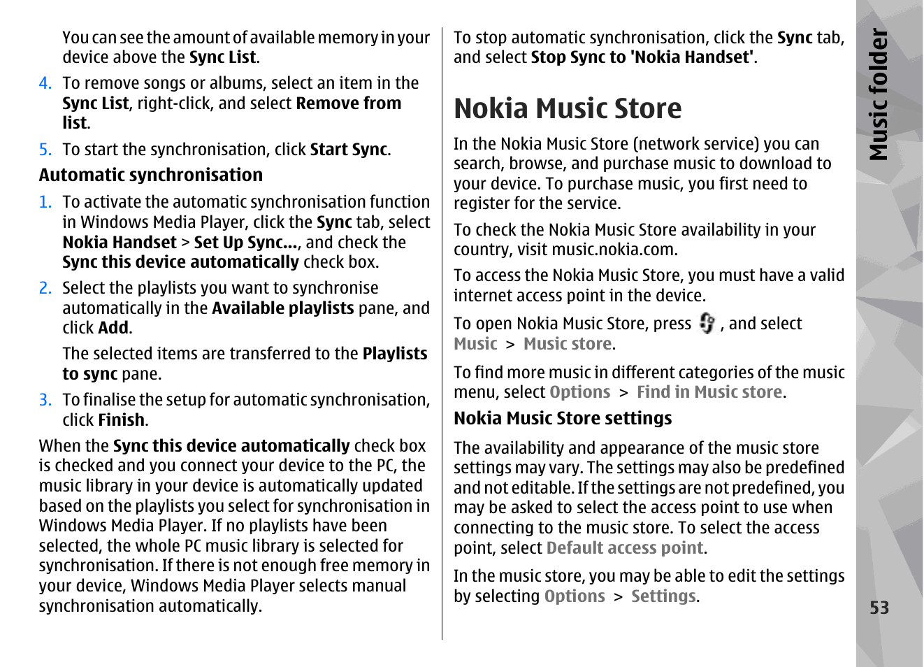 Nokia music store, Music fol der | Nokia N96 User Manual | Page 53 / 396