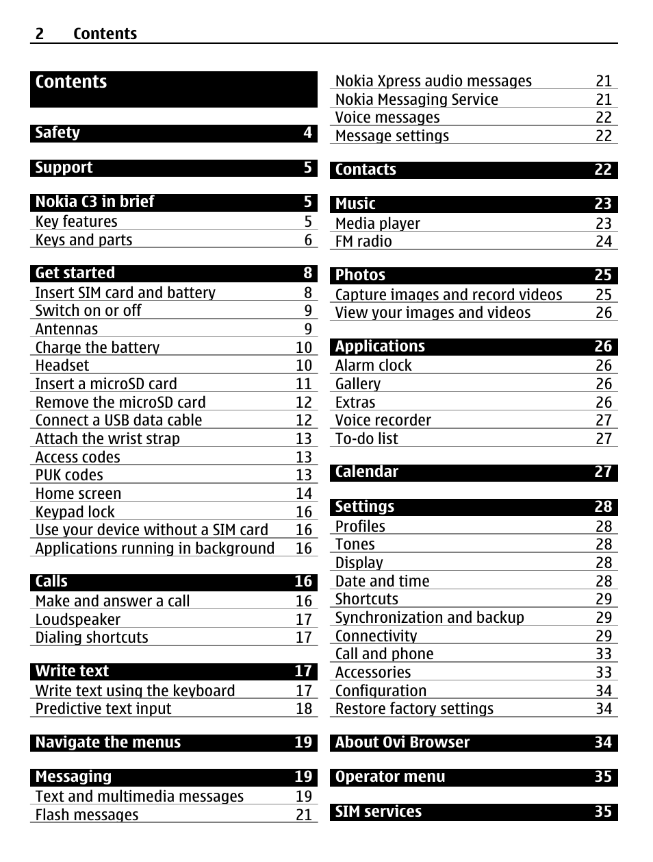 Nokia C3-00 User Manual | Page 2 / 44