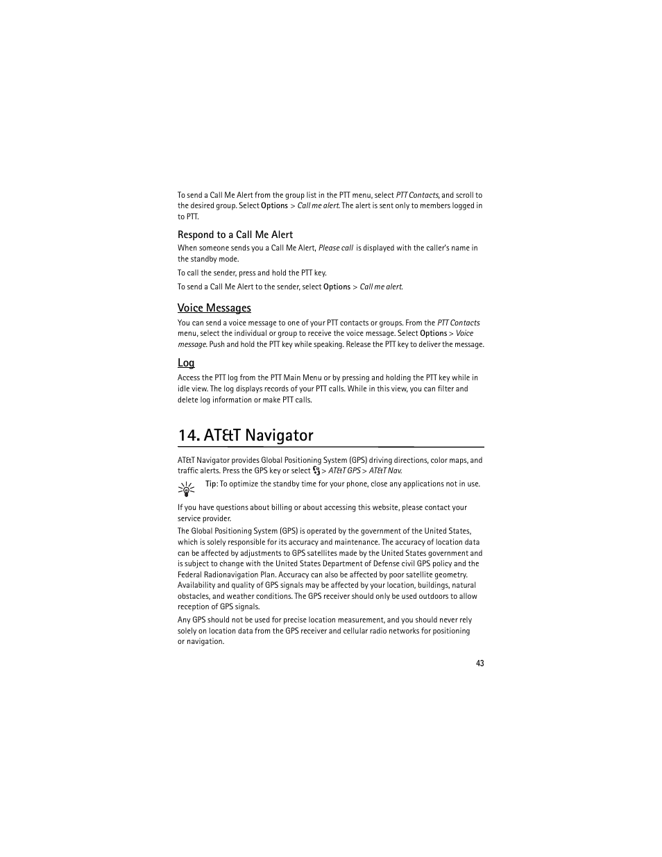 At&t navigator | Nokia 6650 Fold User Manual | Page 44 / 65