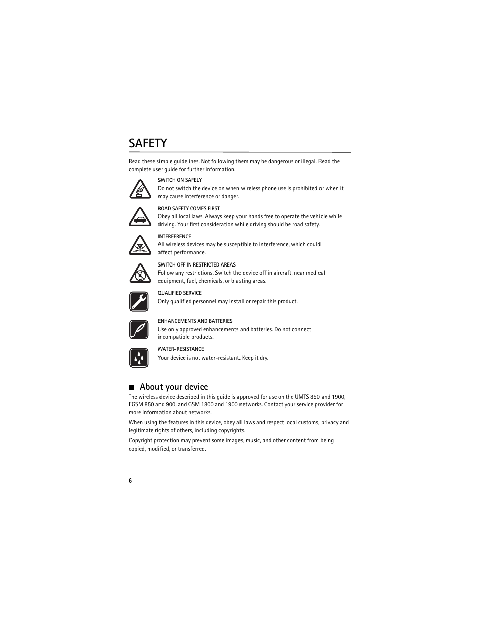 Safety, About your device | Nokia 6650 Fold User Manual | Page 7 / 65