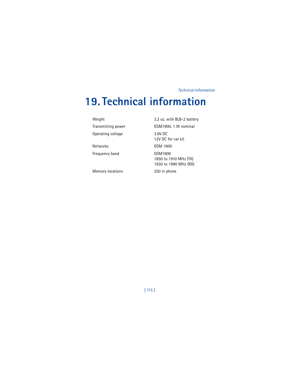 Technical information | Nokia 8290 User Manual | Page 124 / 141