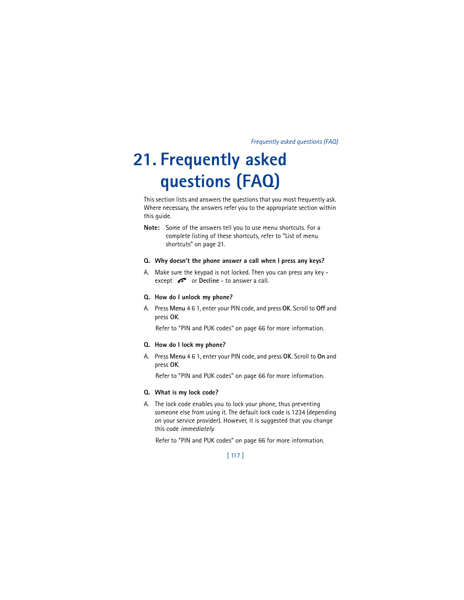 Frequently asked questions (faq) | Nokia 8290 User Manual | Page 126 / 141