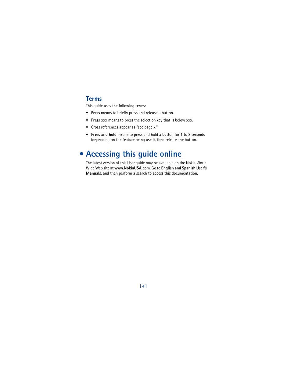 Terms, Accessing this guide online | Nokia 8290 User Manual | Page 13 / 141