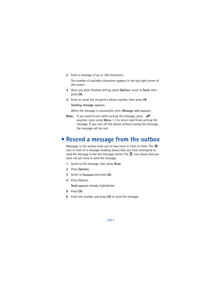 Resend a message from the outbox | Nokia 8290 User Manual | Page 89 / 141