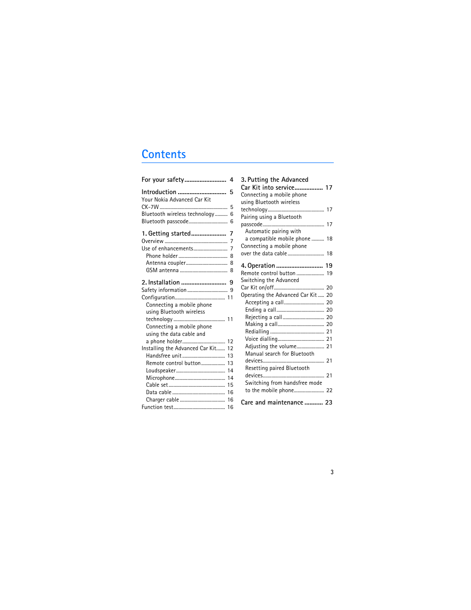 Nokia Advanced Car Kit CK-7W User Manual | Page 3 / 23